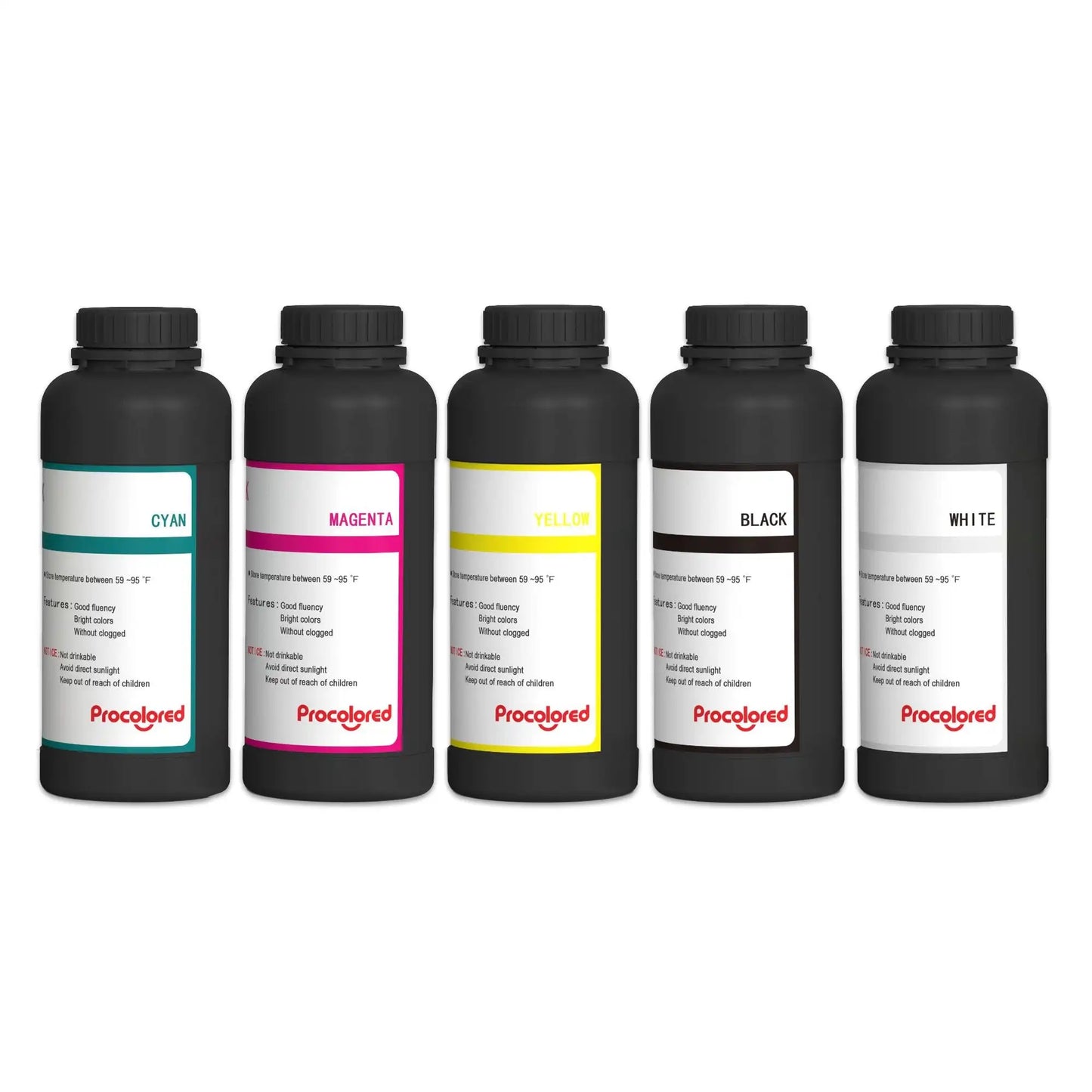 Encres UV LED Premium — CMYKW + Vernis